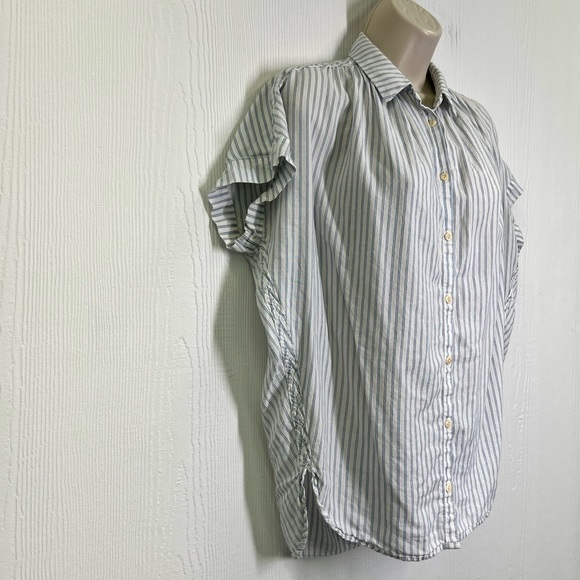 Madewell - Central Blue And White Erin Stripe Oversized Button Down Blouse XXS - Picture 5 of 15